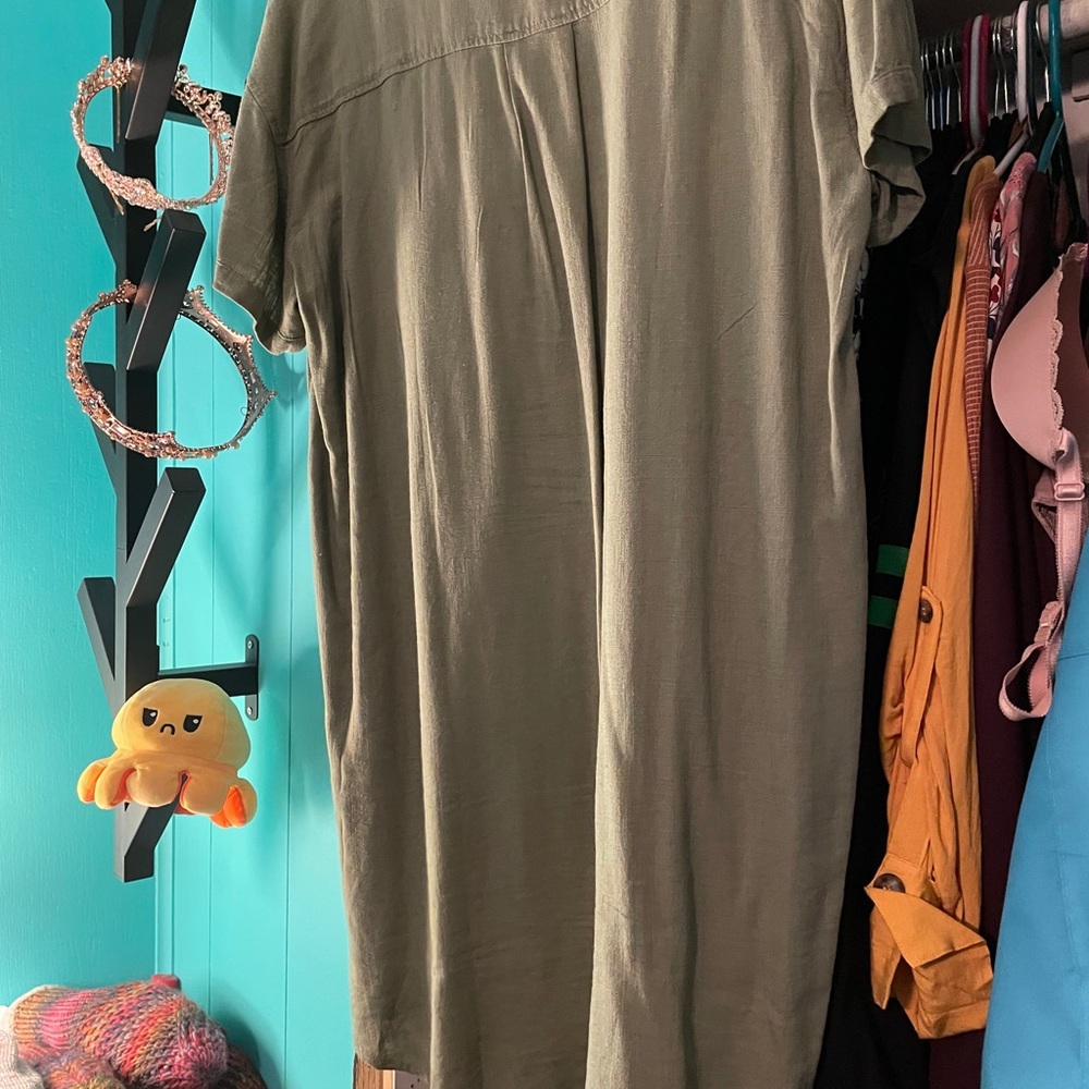 H&M Olive Green Tshirt Dress Size Medium - Picture 2 of 3